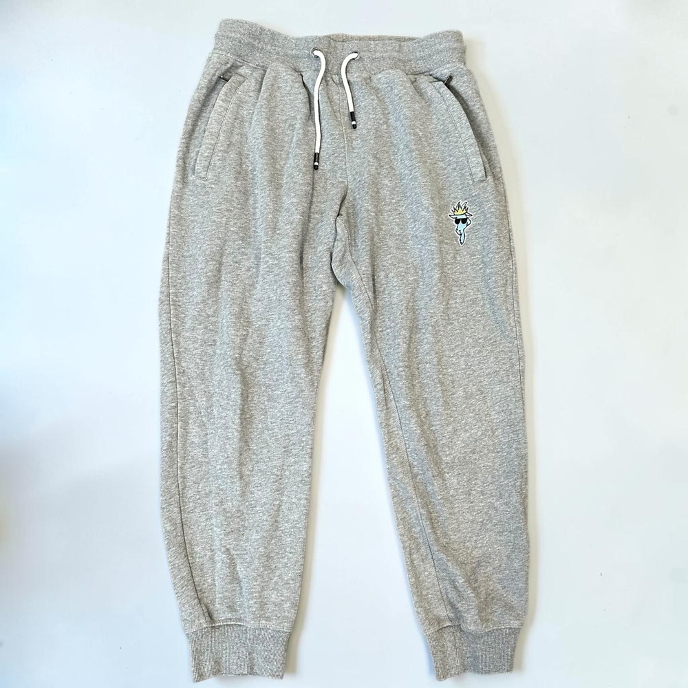 Goat USA Men Gray Jogger Sweatpants Embroidered Logo Zip Pockets Size Medium